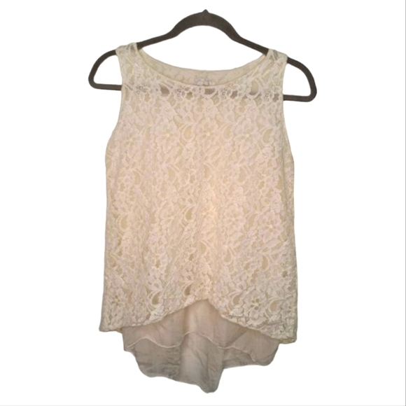 Dolce Ragazza Tops - Dolce Ragazza Silk and Lace Split Back sleeveless Blouse Size Medium
